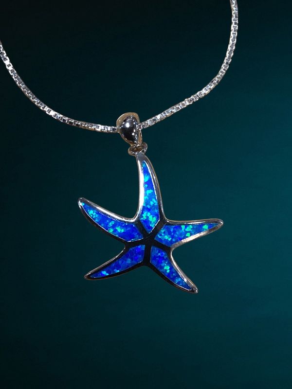 Fire Opal Full Starfish Pendant