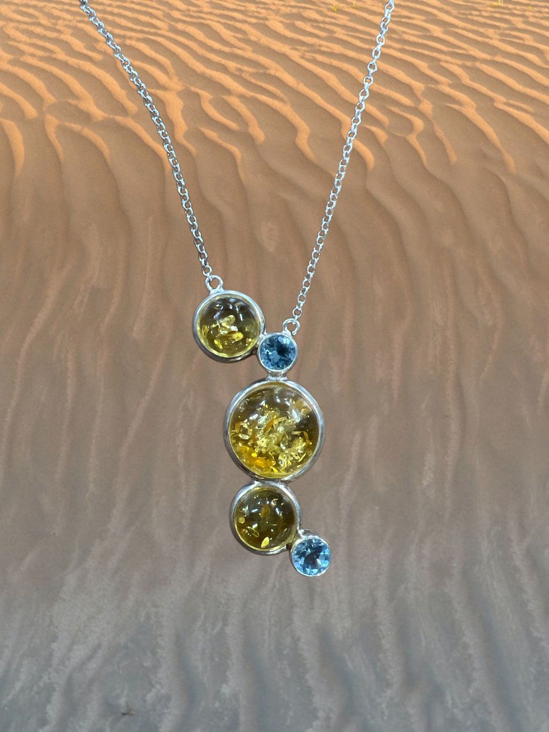 Citrine Amber &amp; Blue Topaz Necklace