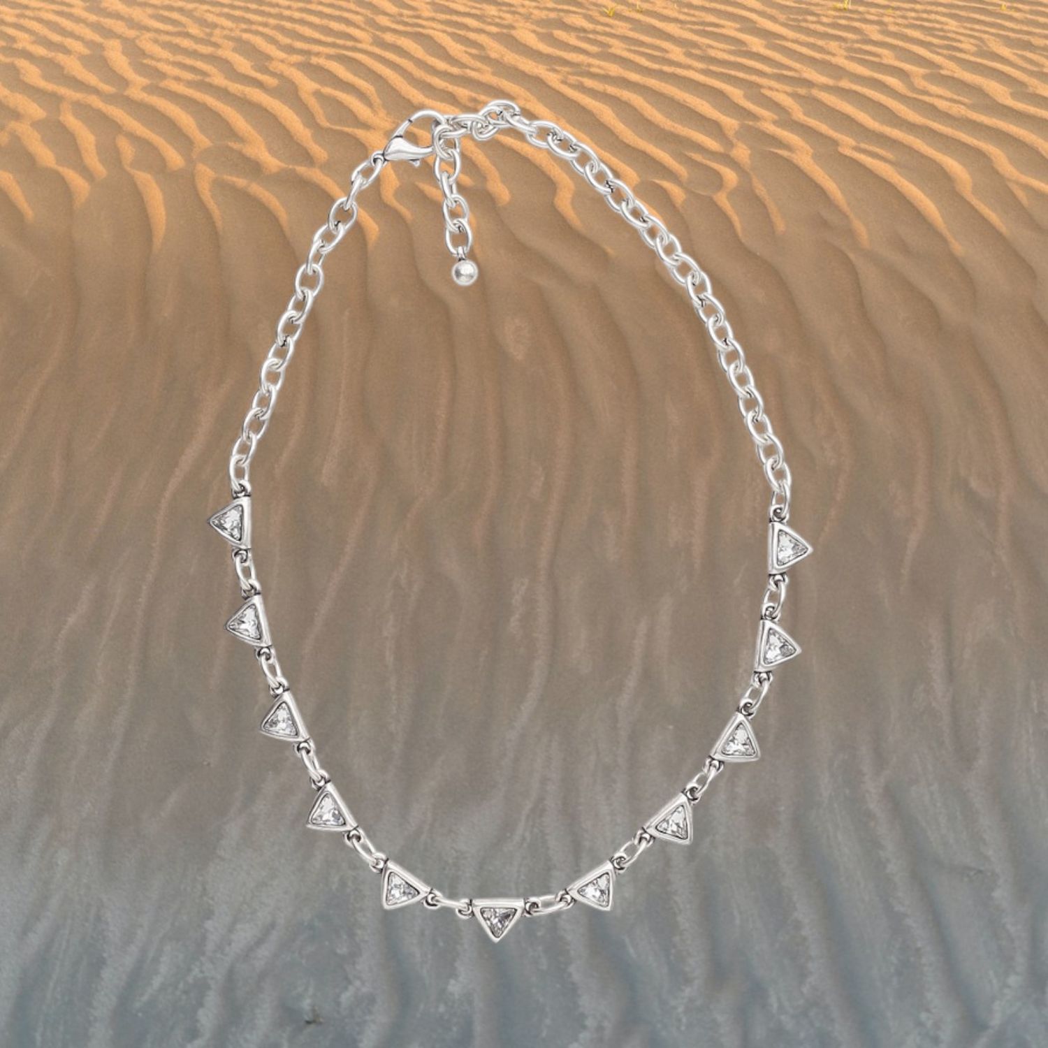 Crystal Triangle Pewter Necklace