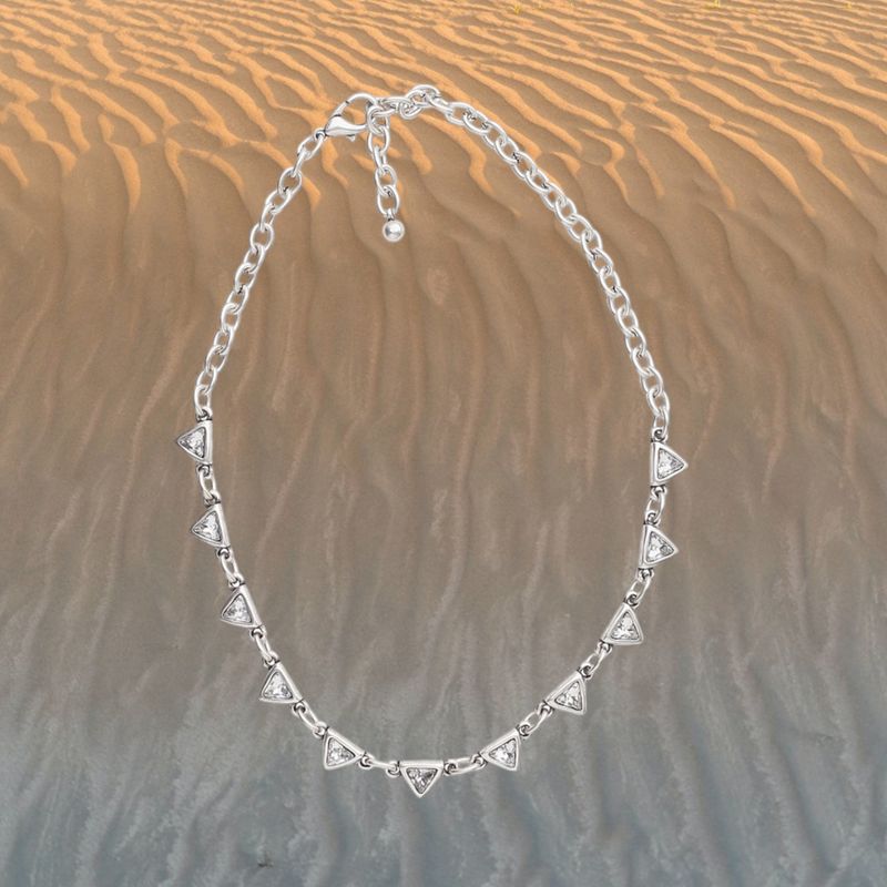 Crystal Triangle Pewter Necklace