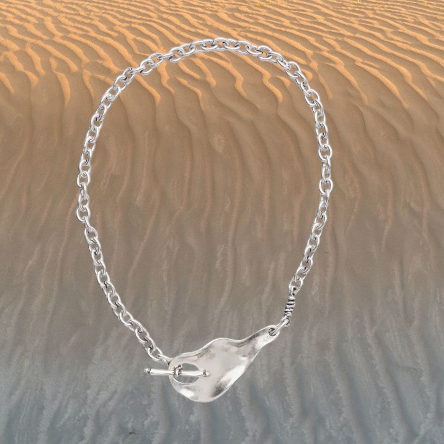 Link &amp; Chain Pewter Toggle Necklace