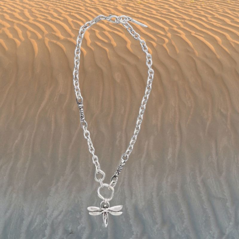 Dragonfly Link Pewter Necklace