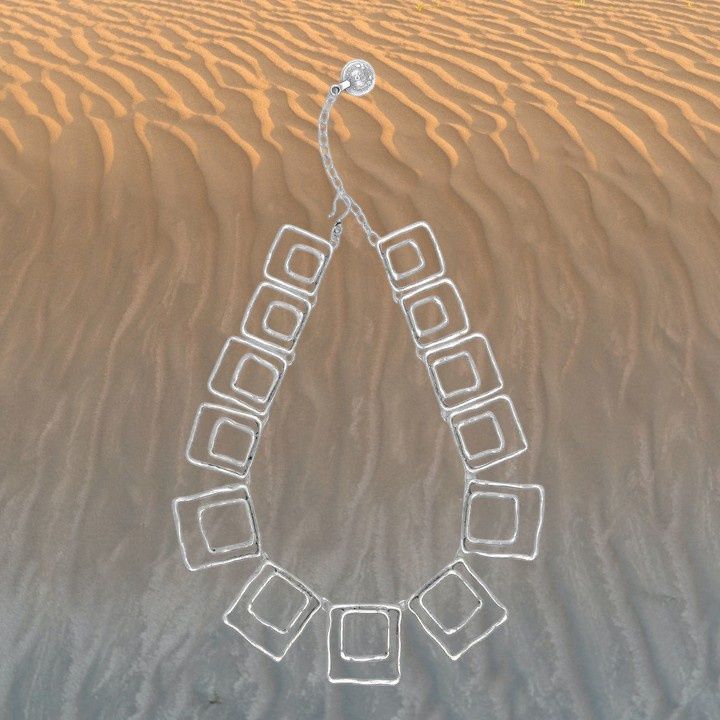 Squared Pewter Necklace