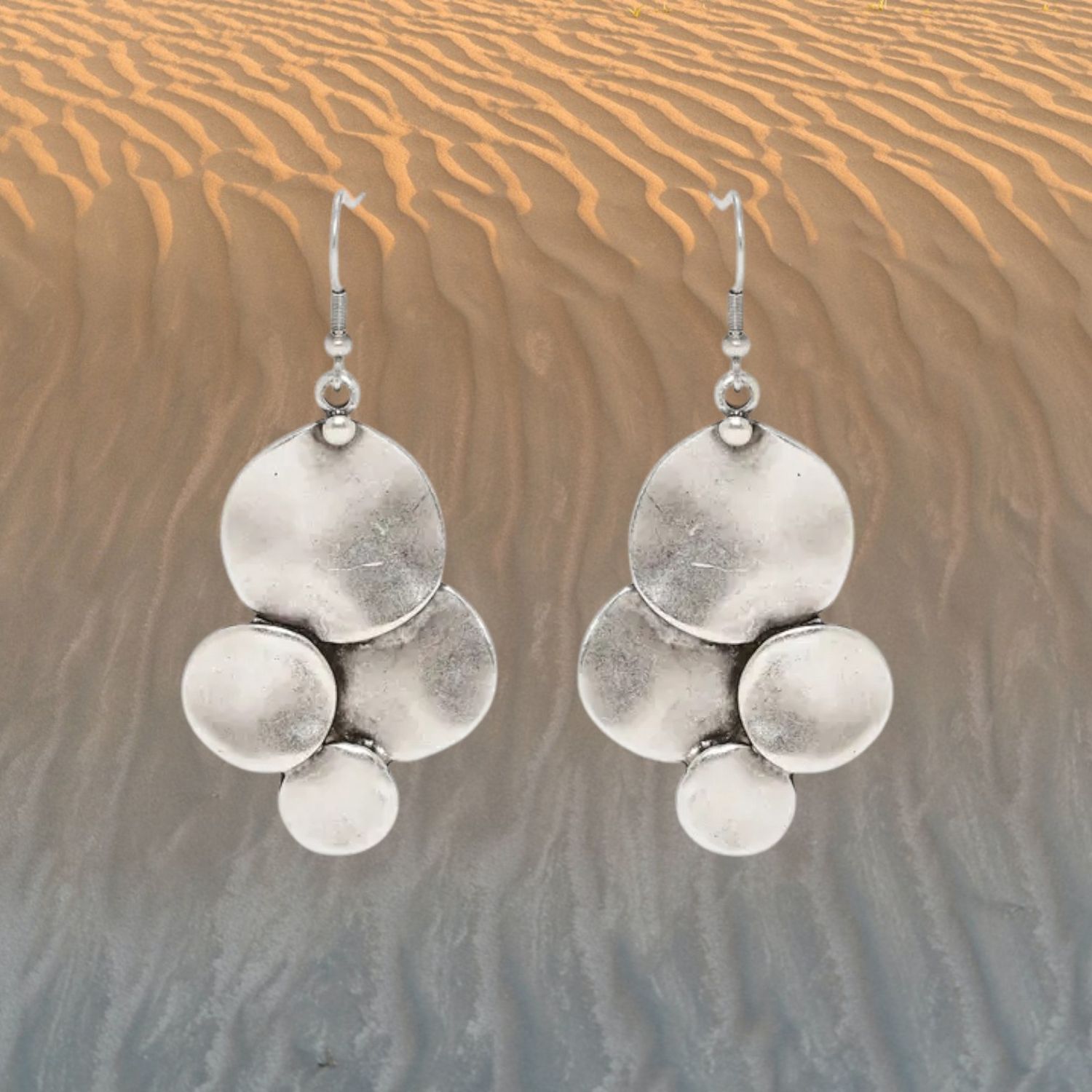 Rounds of 4 Pewter Earrings