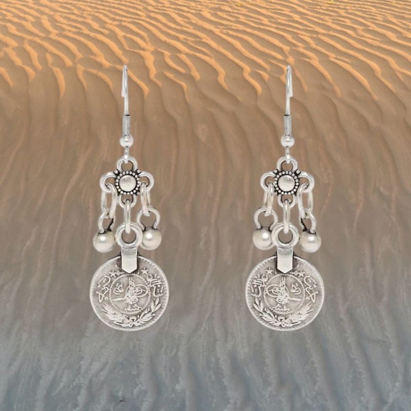 Coin Drop Pewter Earrings