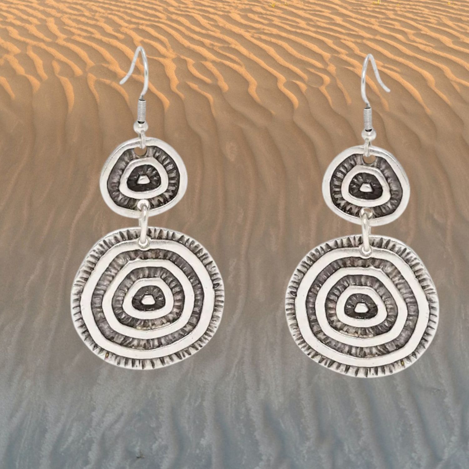 Double Disc Pewter Earrings