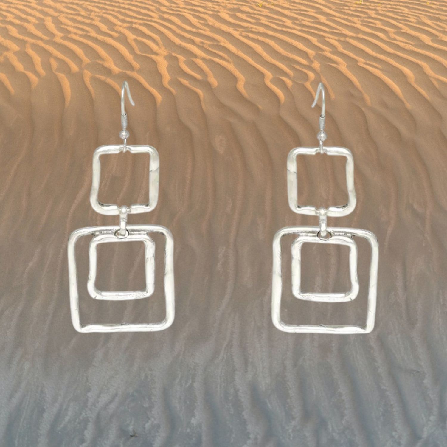 Squared Pewter Earrings