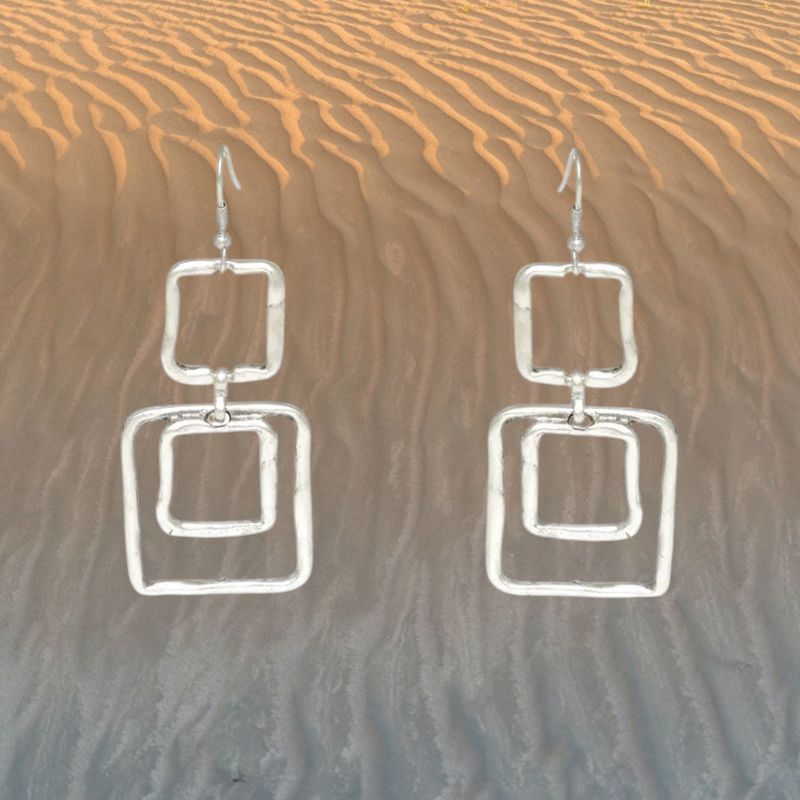 Squared Pewter Earrings