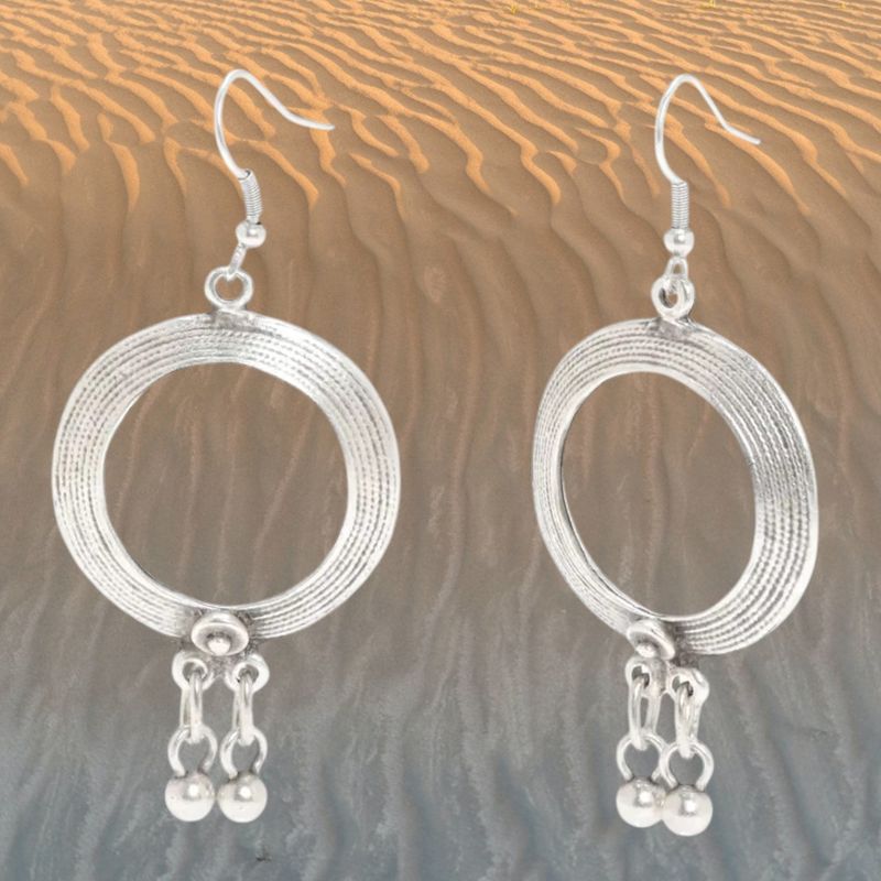 Brushed Circle Pewter Earrings