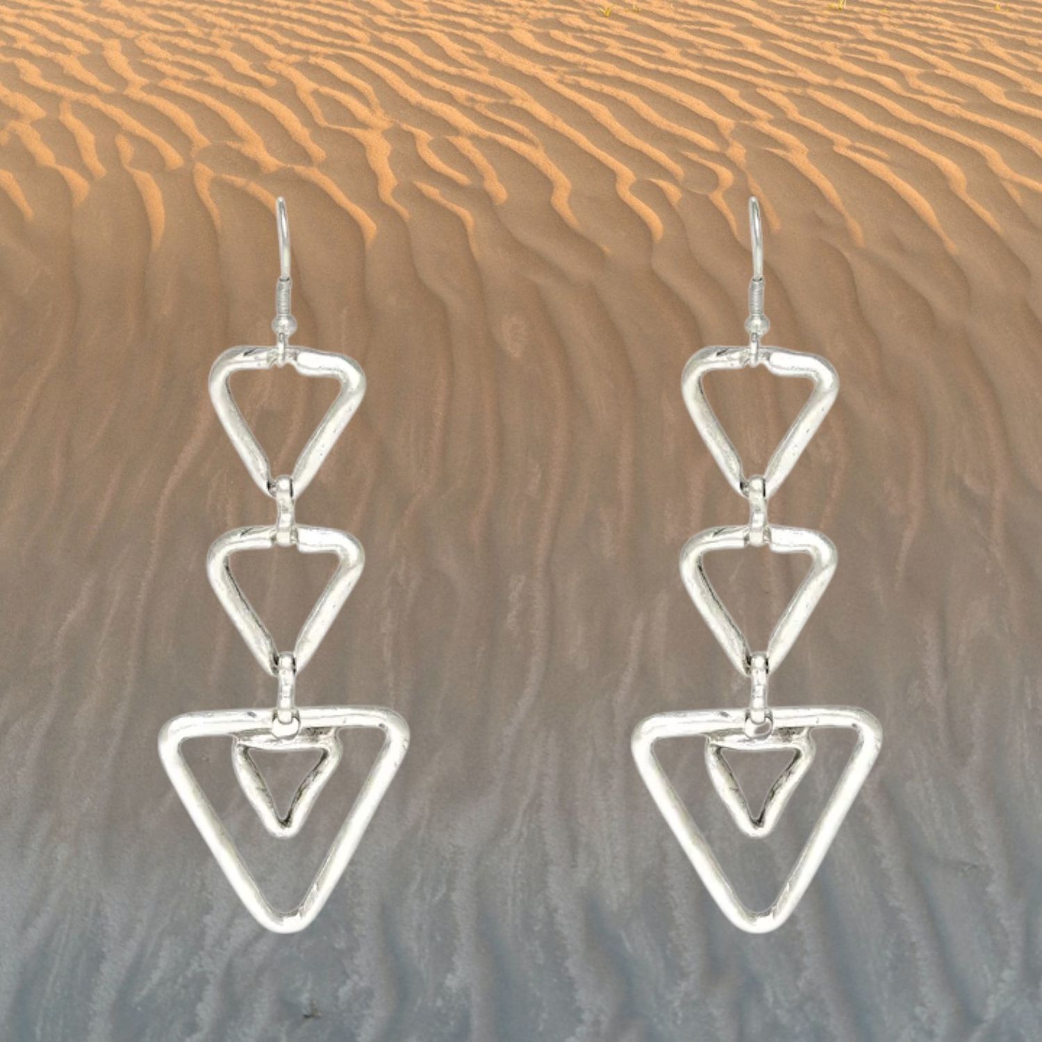 Open Triangle Pewter Earrings