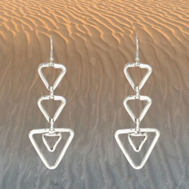 Open Triangle Pewter Earrings