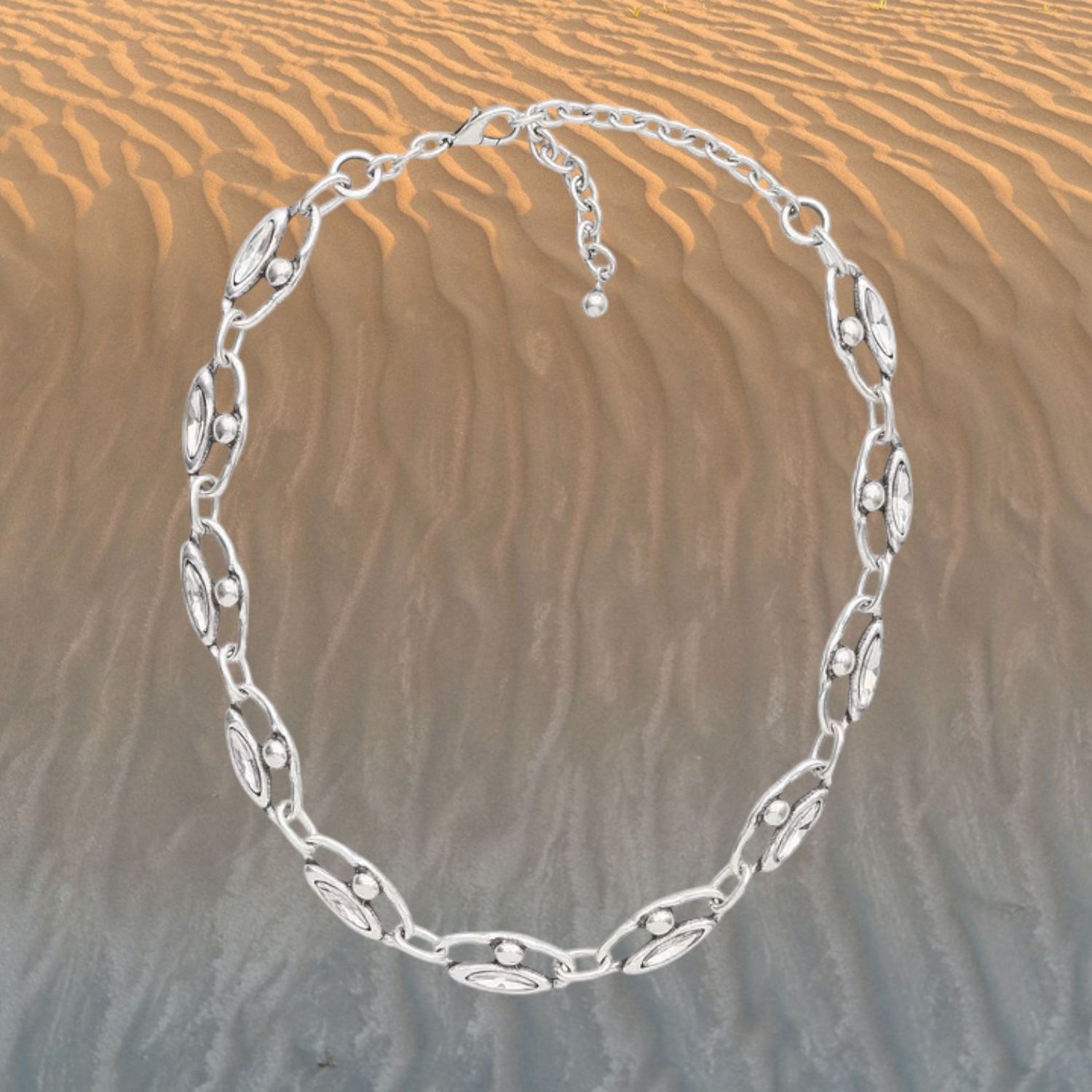 Peapod Crystal Pewter Necklace