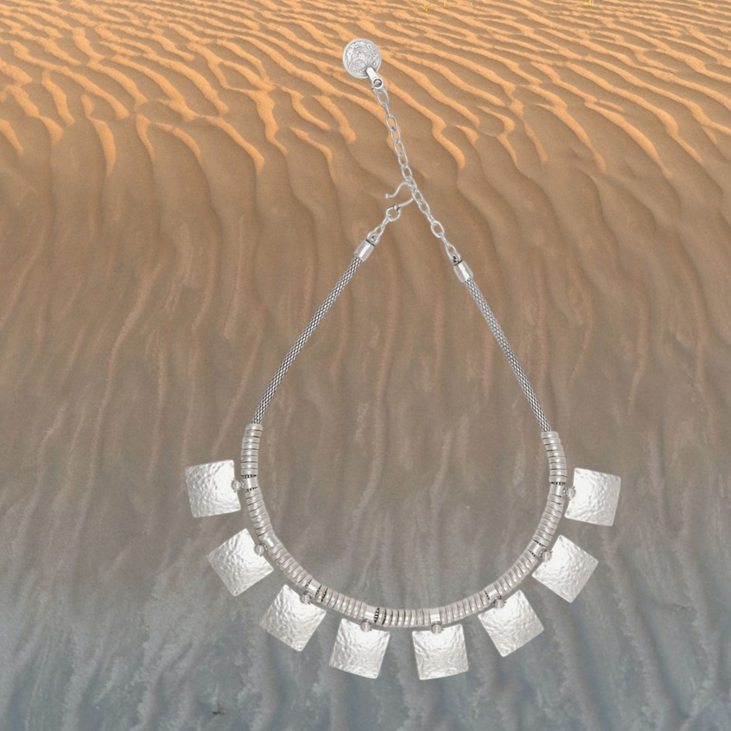 Drop Square Pewter Necklace