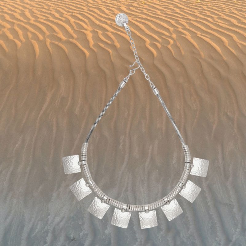 Drop Square Pewter Necklace