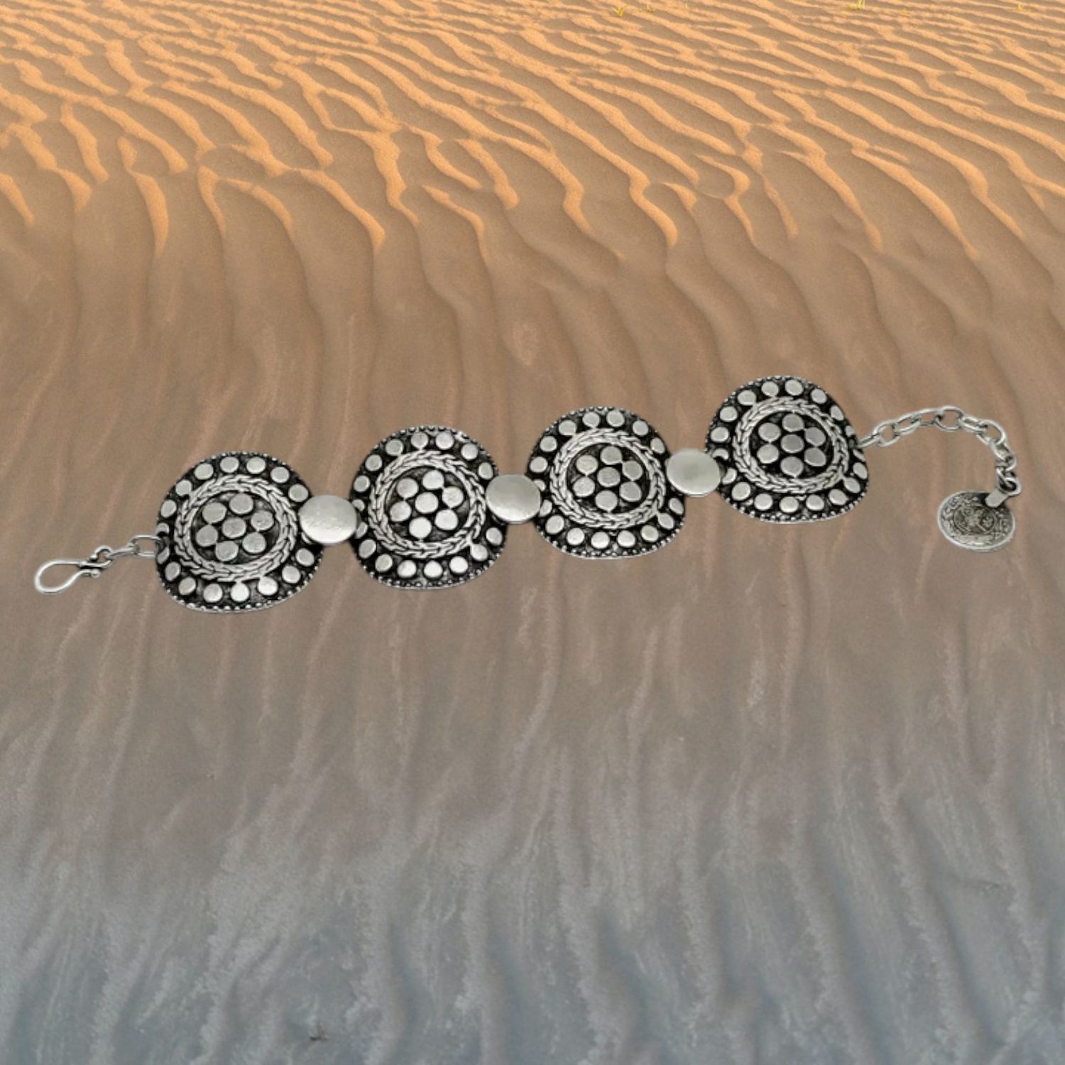 Dotted Shield Pewter Bracelet