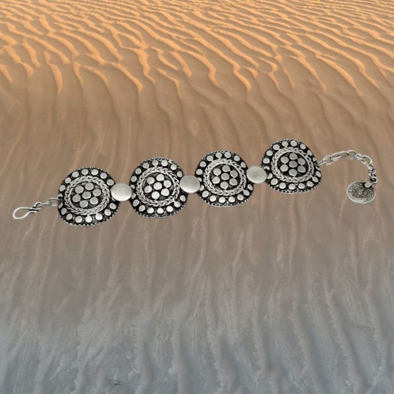 Dotted Shield Pewter Bracelet