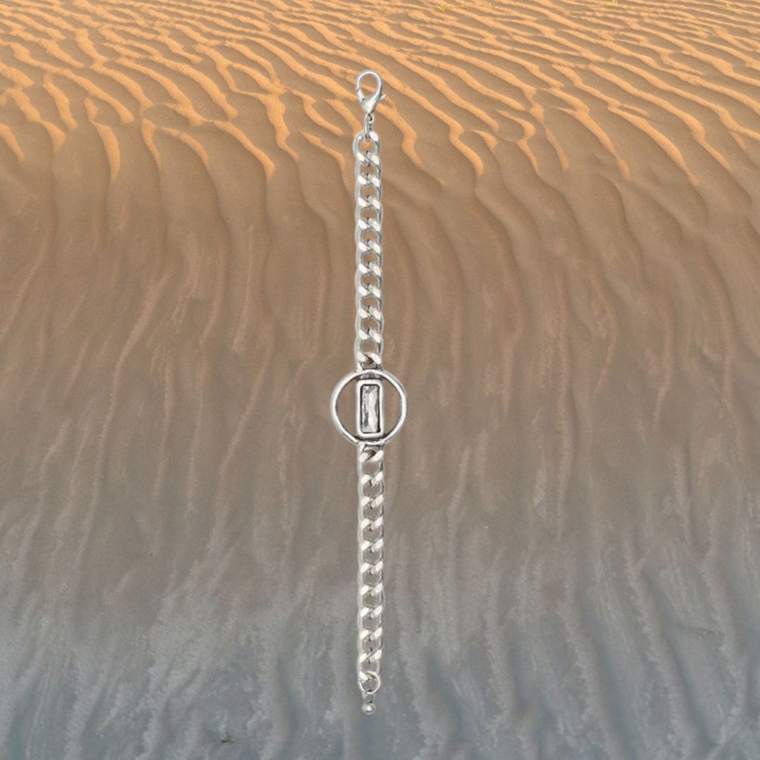 Chain Link Crystal Pewter Bracelet