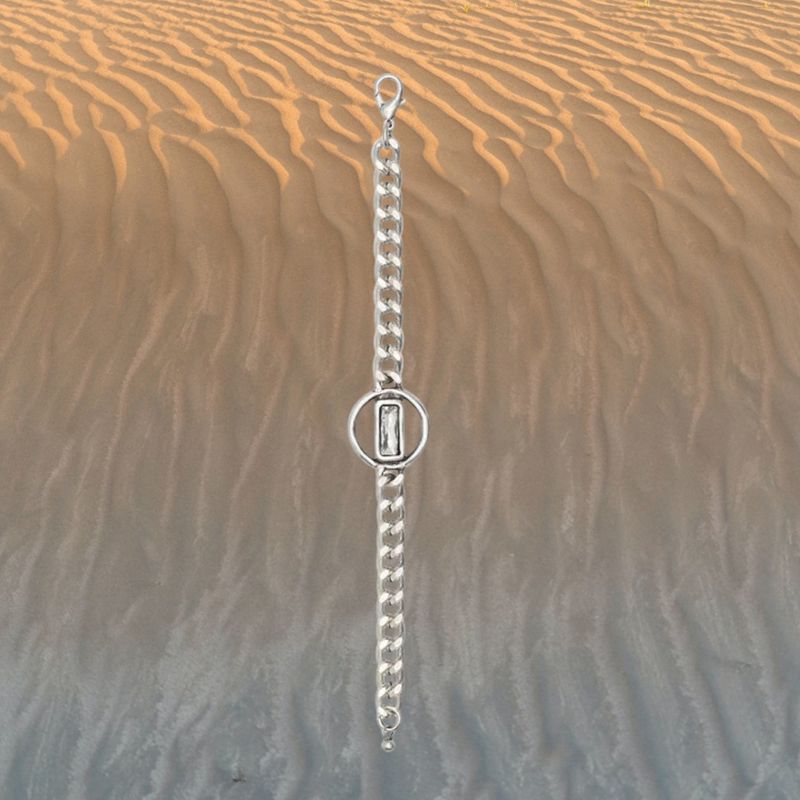 Chain Link Crystal Pewter Bracelet