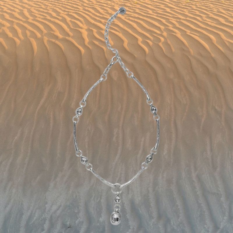 Crystal Drop &amp; Bar Pewter Necklace