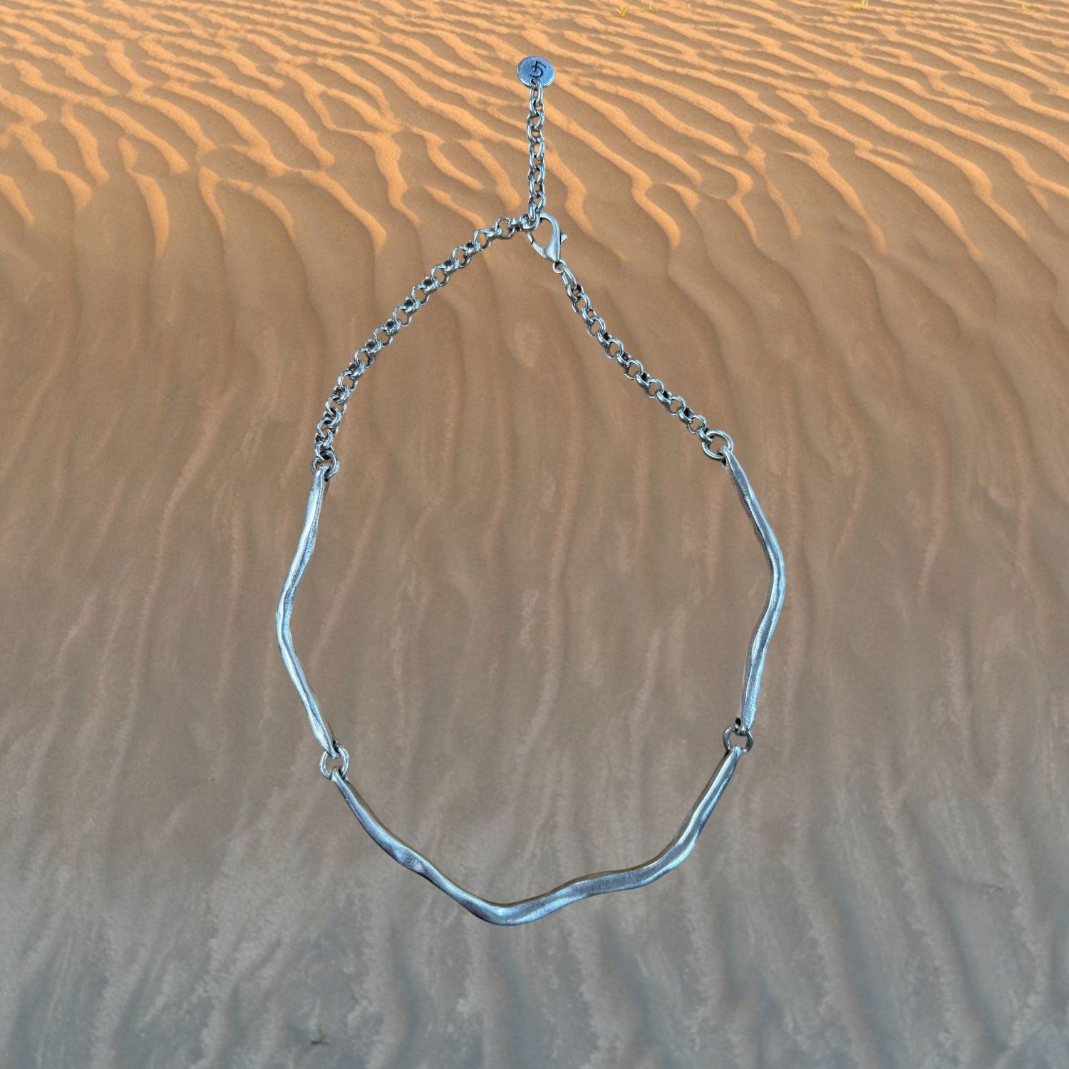 Wavy Pewter Collar Necklace