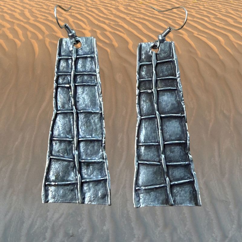 Lattice Pewter Earrings