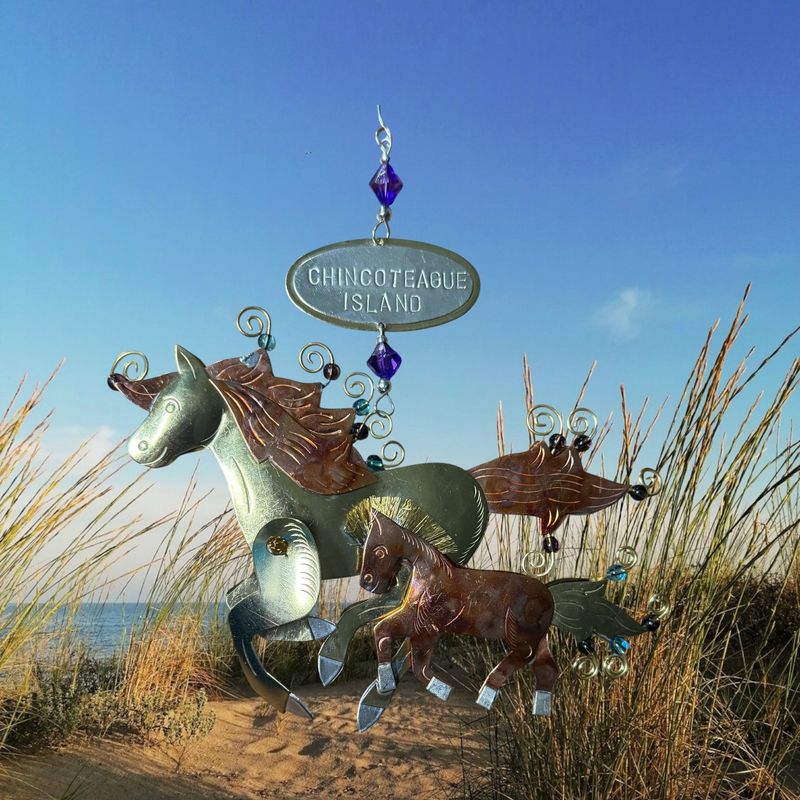 Chincoteague Mare &amp; Foal Metal Ornament