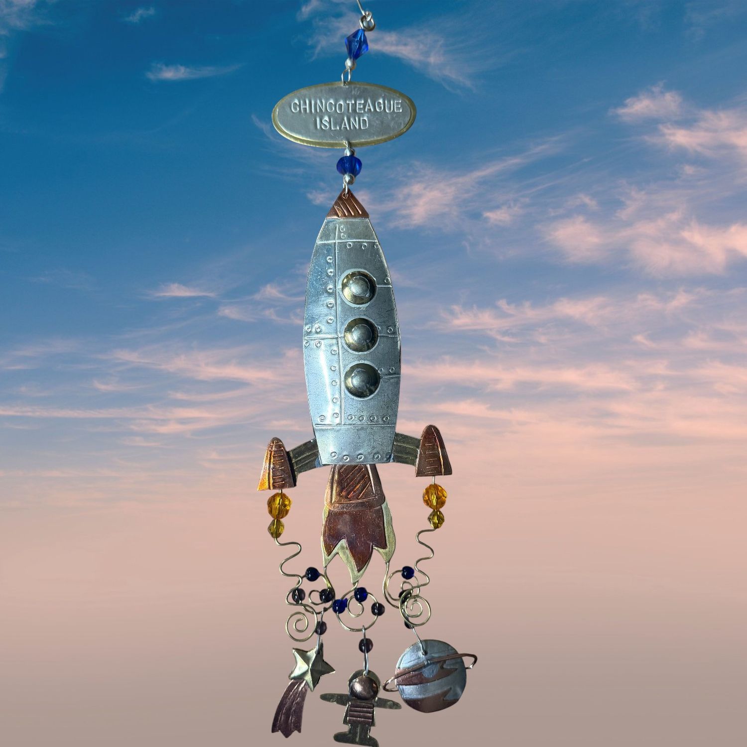 Chincoteague Island NASA Rocket Ship Metal Ornament