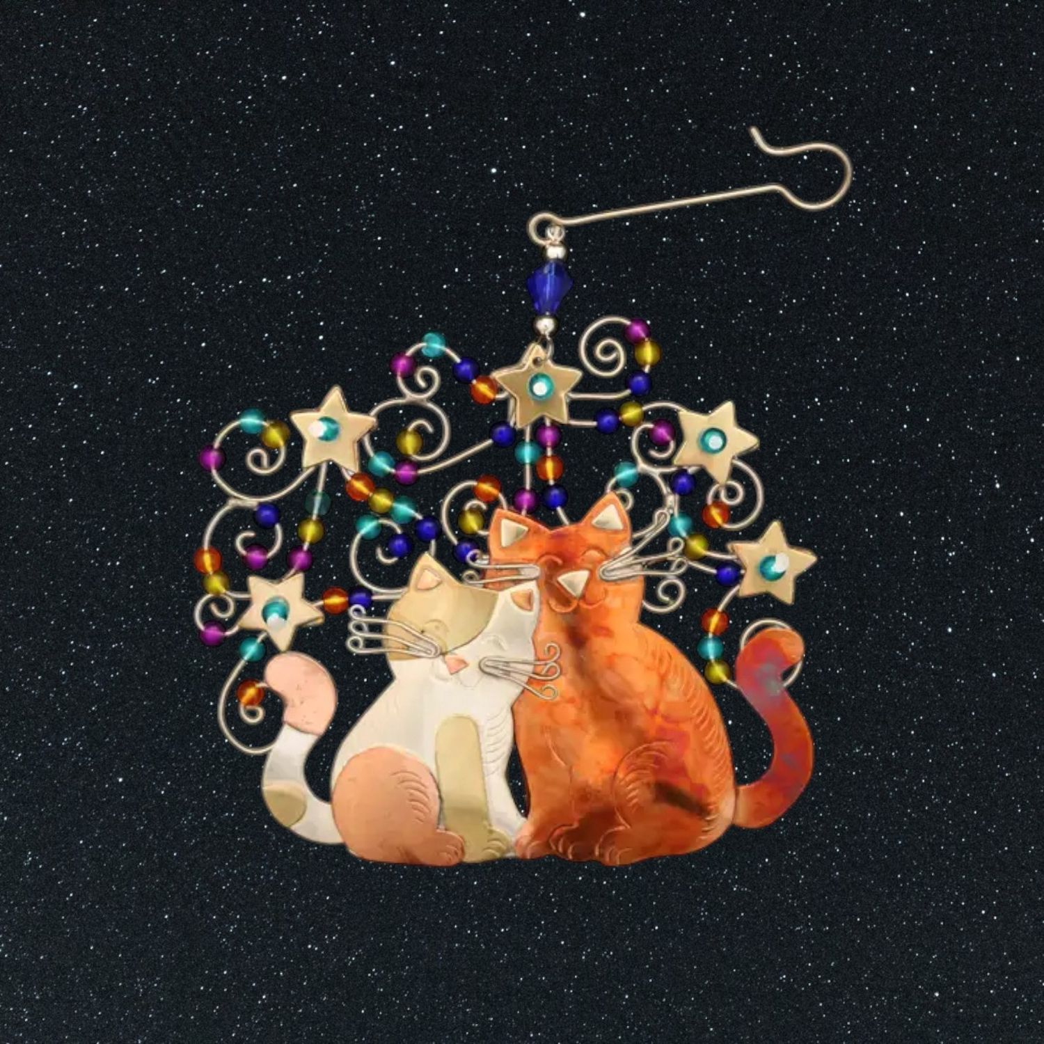 Starry Nights Cats Metal Ornament