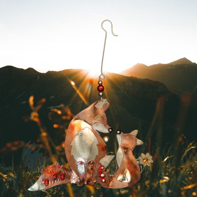 Fox &amp; Baby Metal Ornament