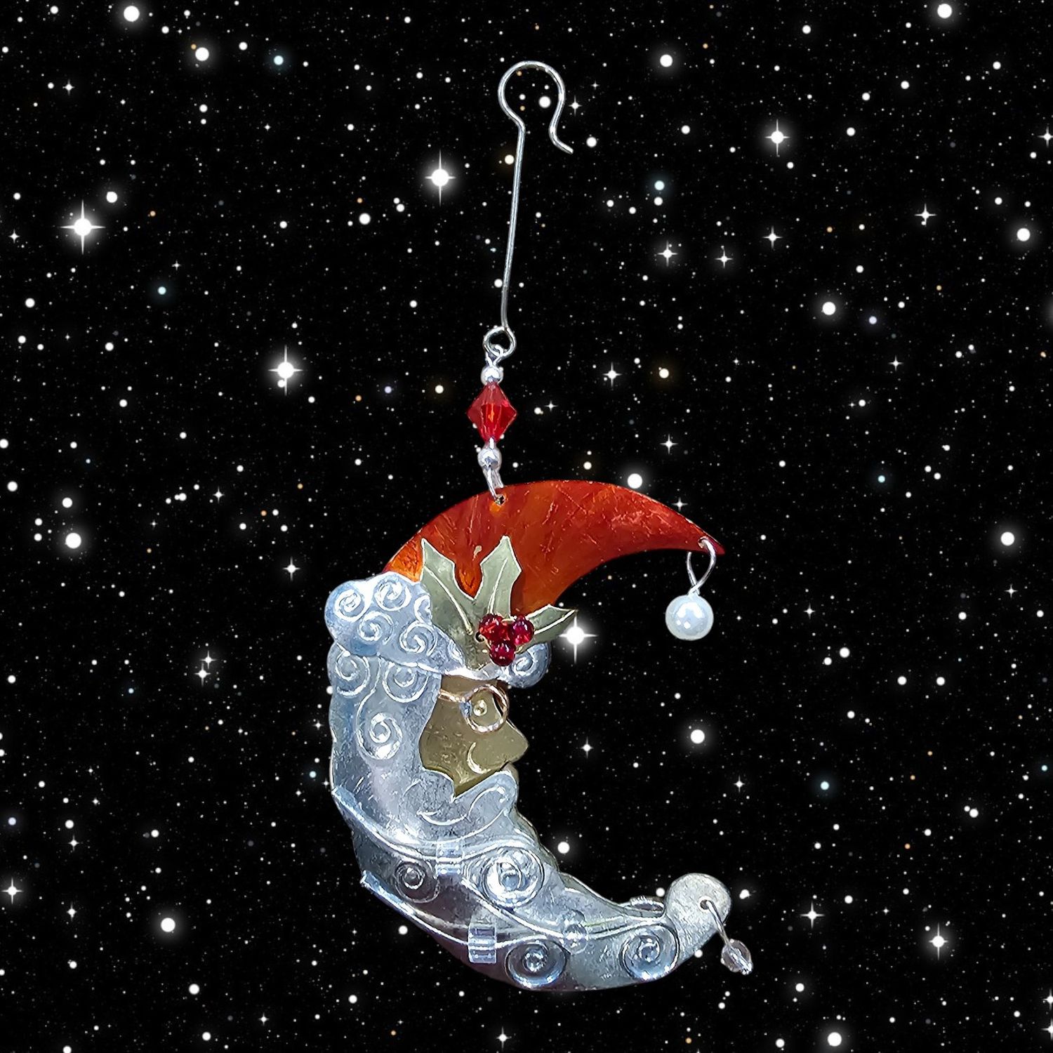 Santa Moon Ornament