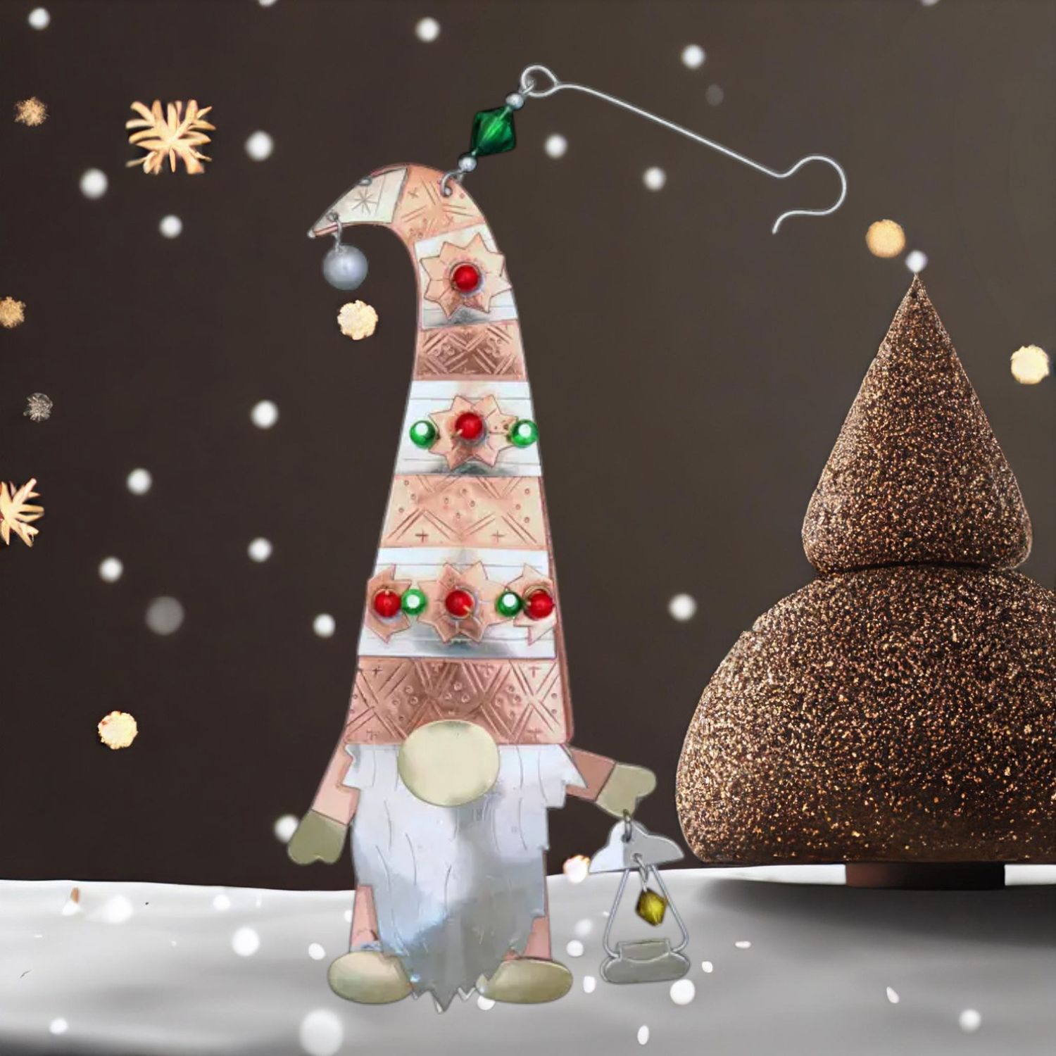 Lantern Gnome Metal Ornament