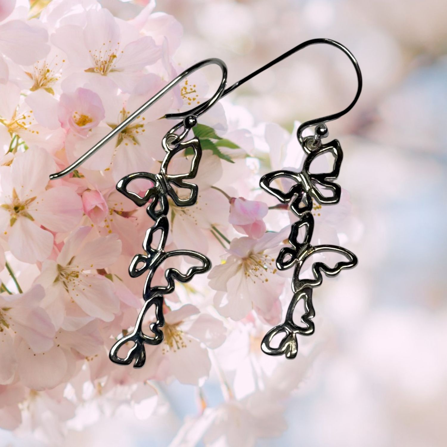 Butterfly Triple Sterling Earrings
