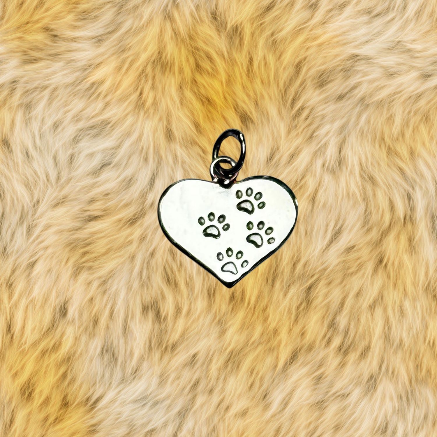 Paw Print Heart Sterling Pendant