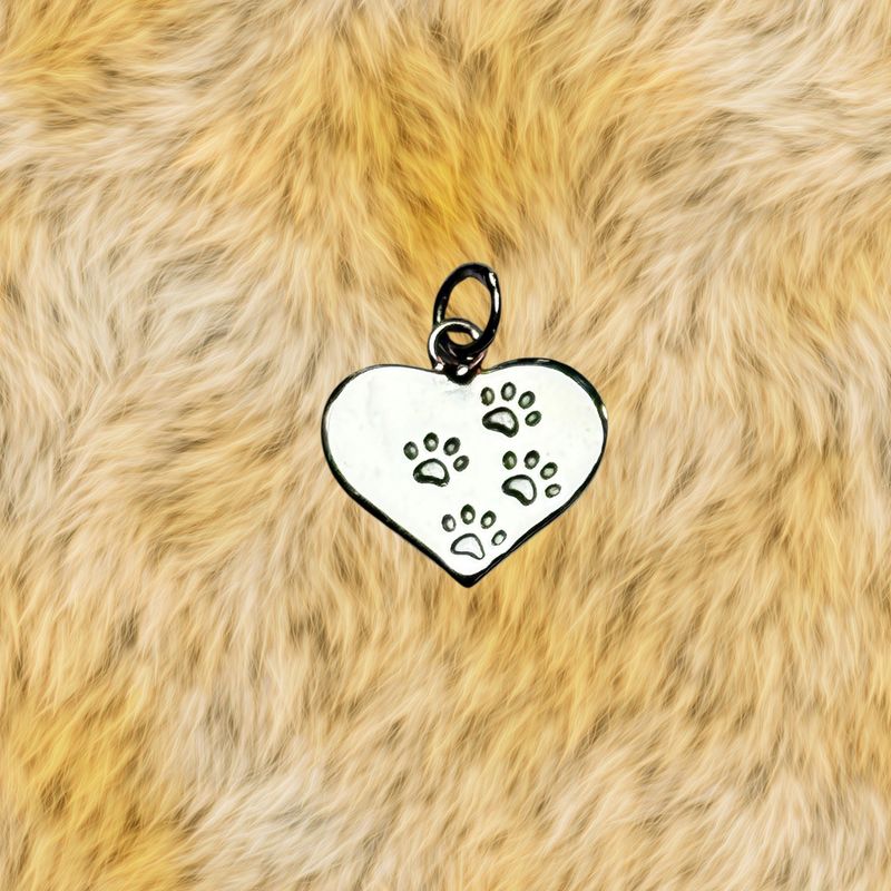 Paw Print Heart Sterling Pendant