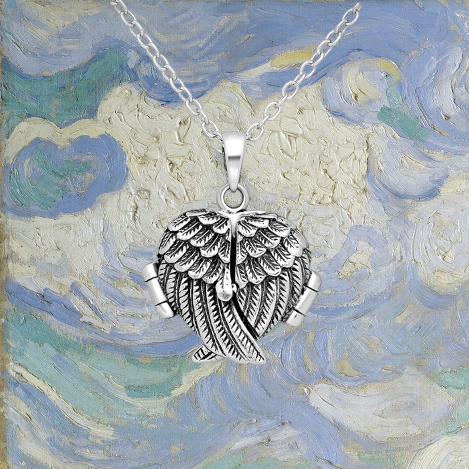 Angel Wing Heart Locket Pendant