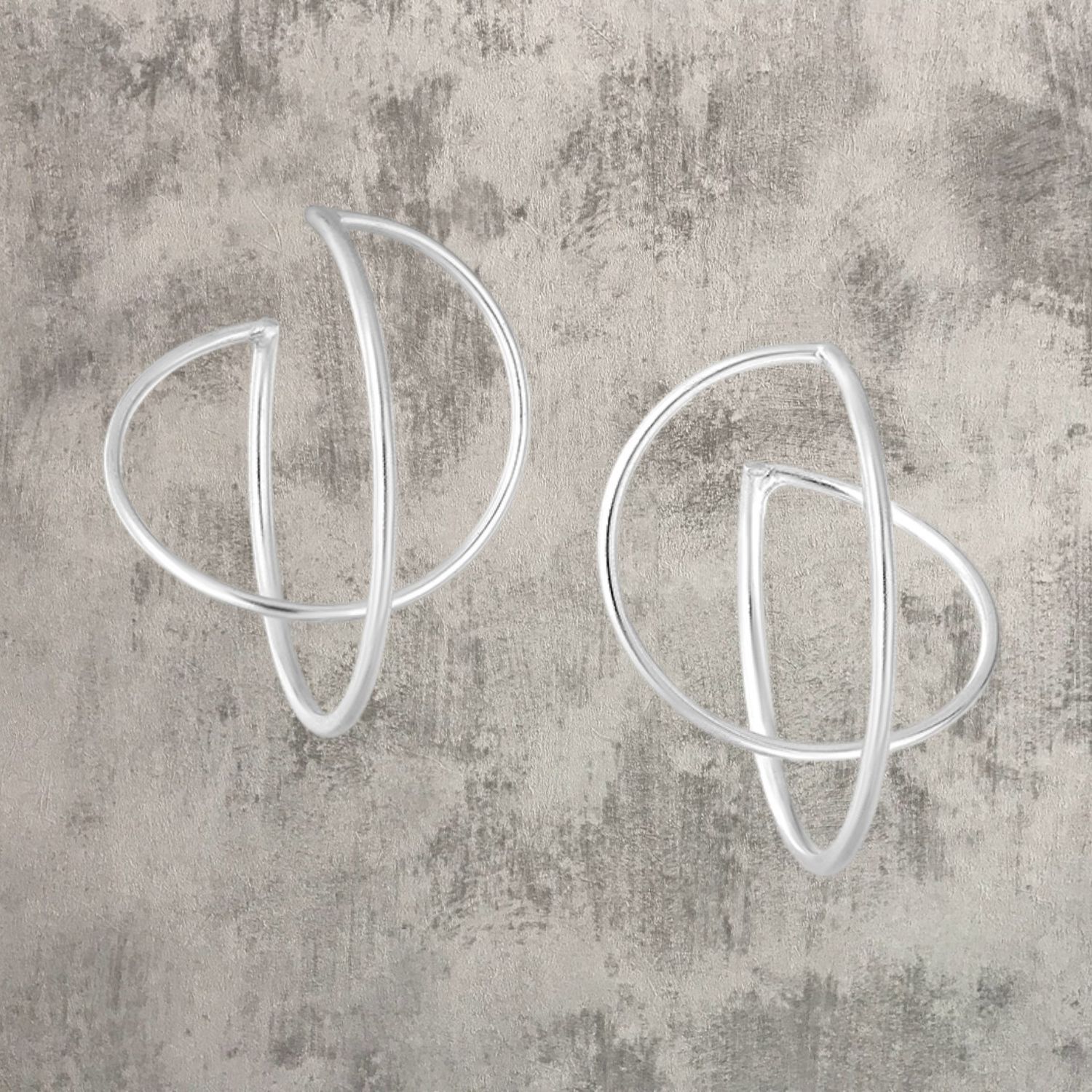 Half Hoop Crossed Post Earrings