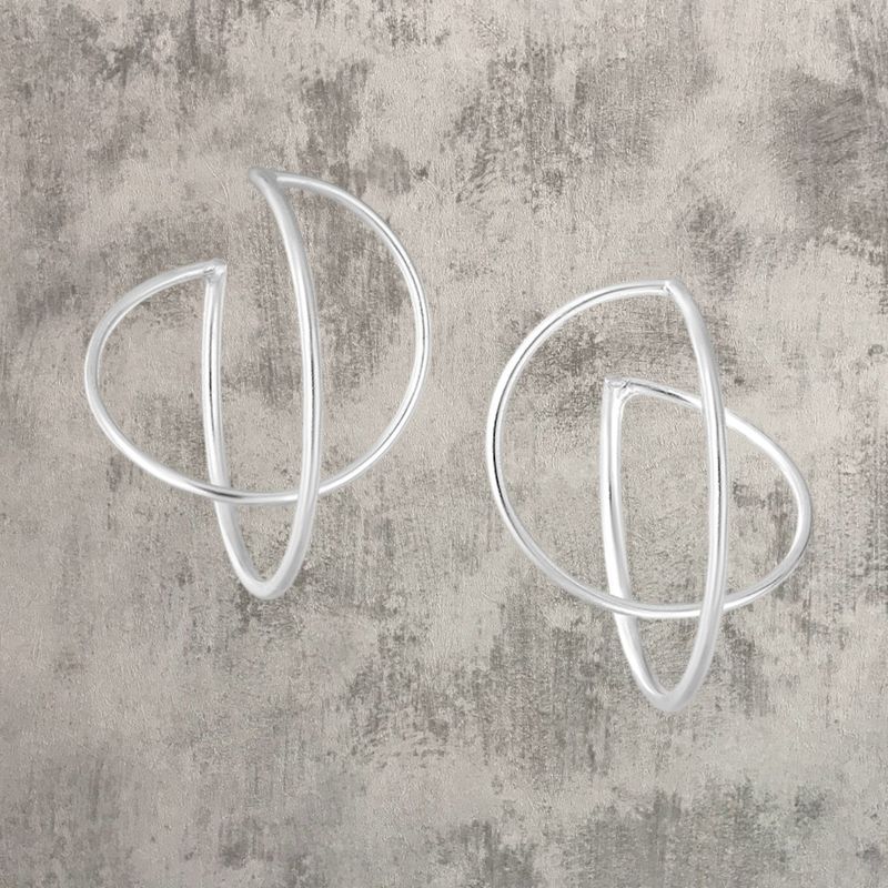 Half Hoop Crossed Post Earrings