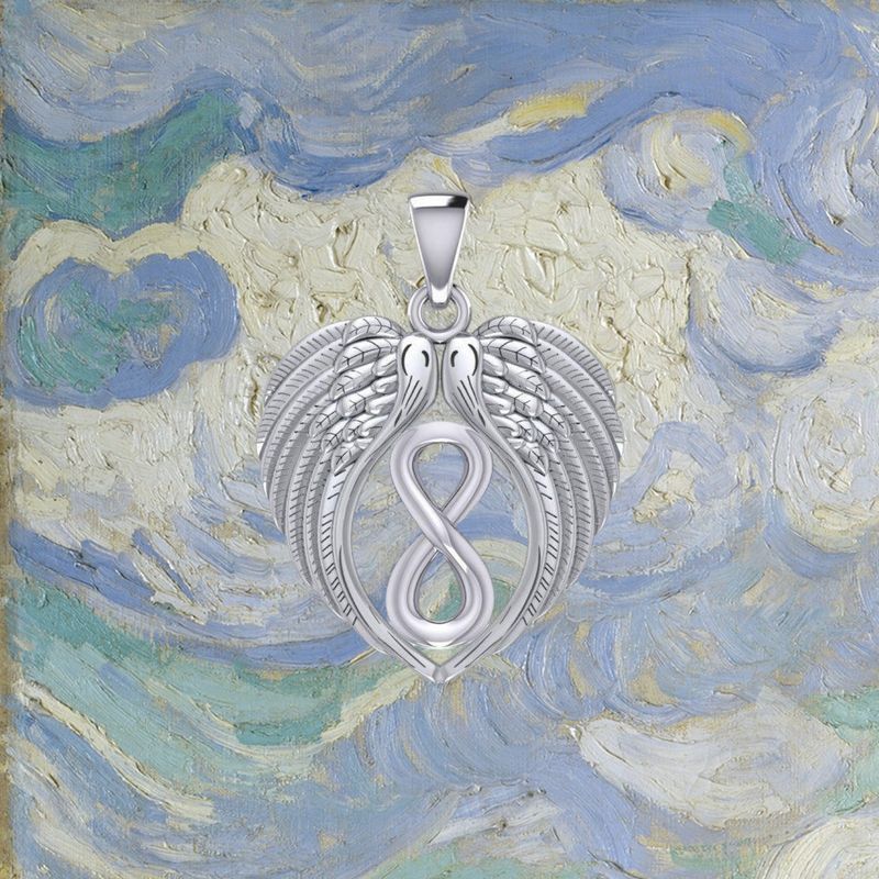 Sterling Silver Angel Wings Infinity Pendant