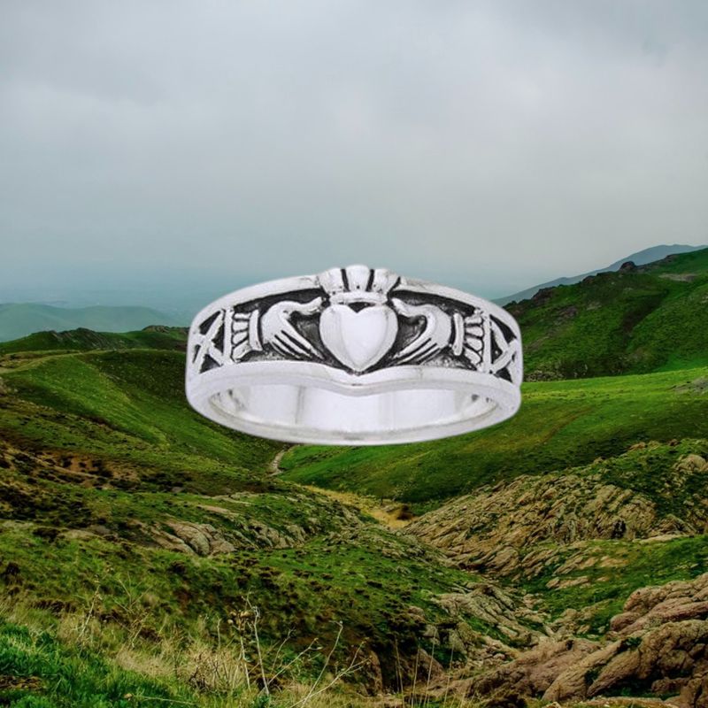 Celtic Claddagh Sterling Band Ring