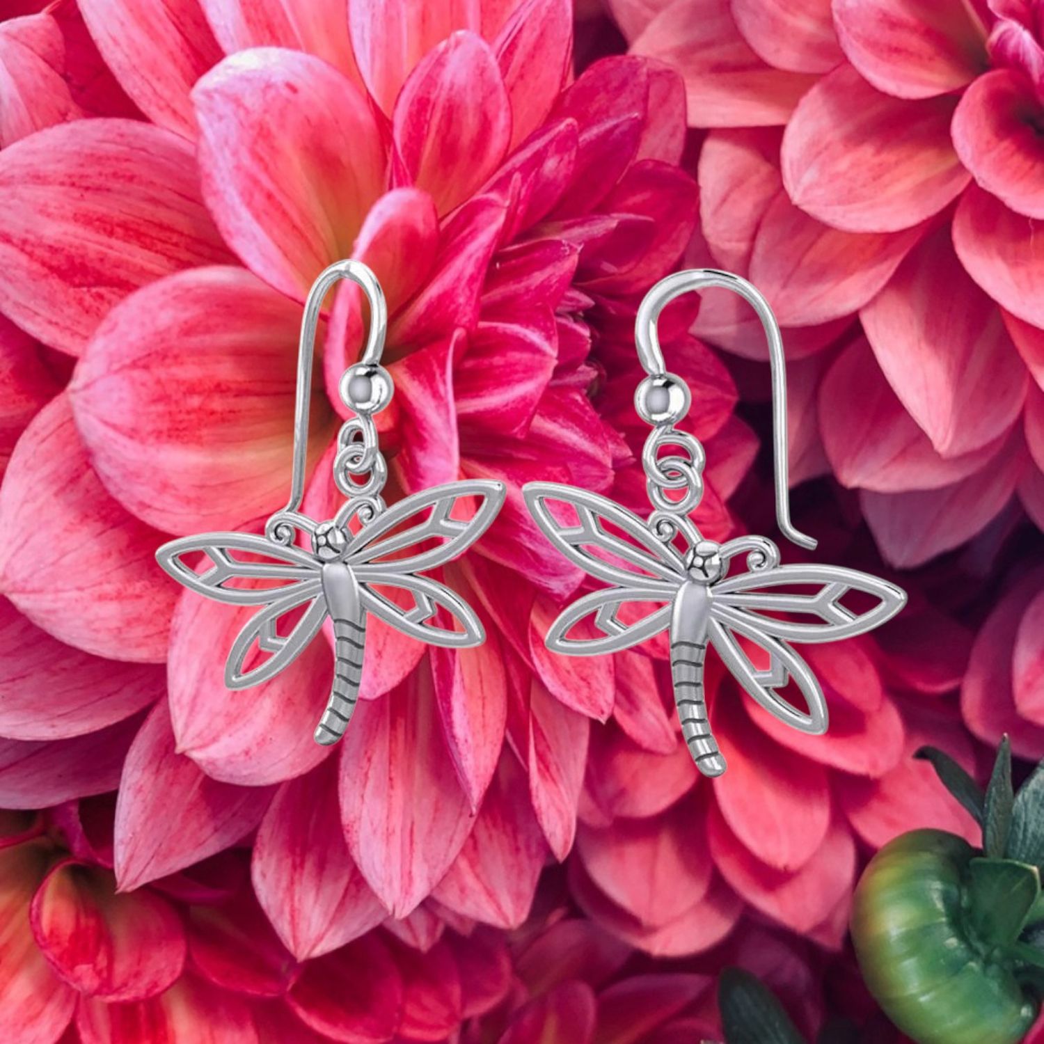 Sterling Silver Dragonfly Dangle Earrings