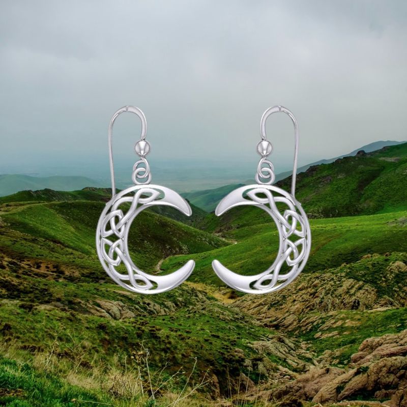 Sterling Silver Celtic Crescent Moon Earrings