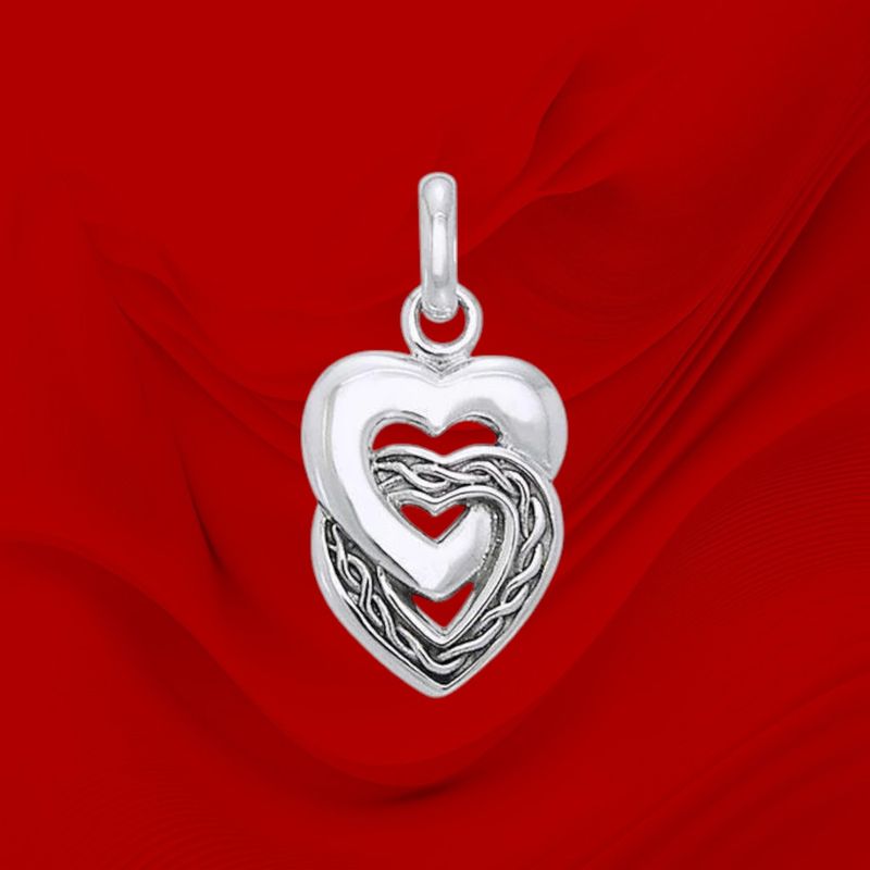 Sterling Silver Intertwined Twin Hearts Pendant