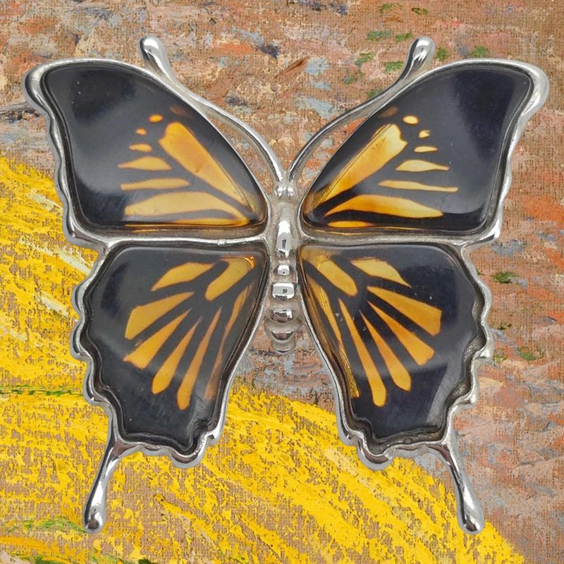 Amber Intaglio Medium Butterfly Pendant