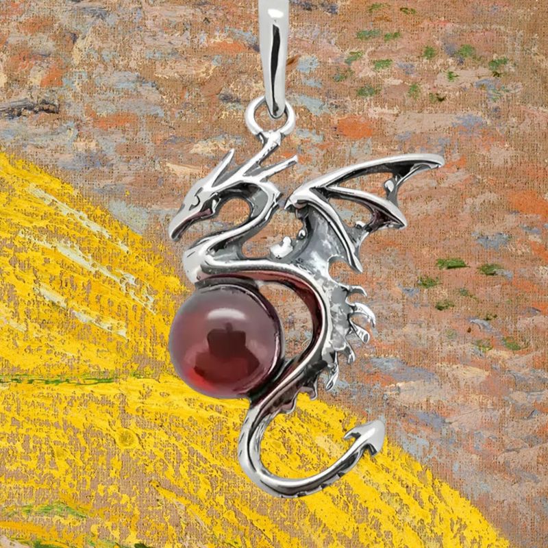 Cherry Amber Dragon Pendant
