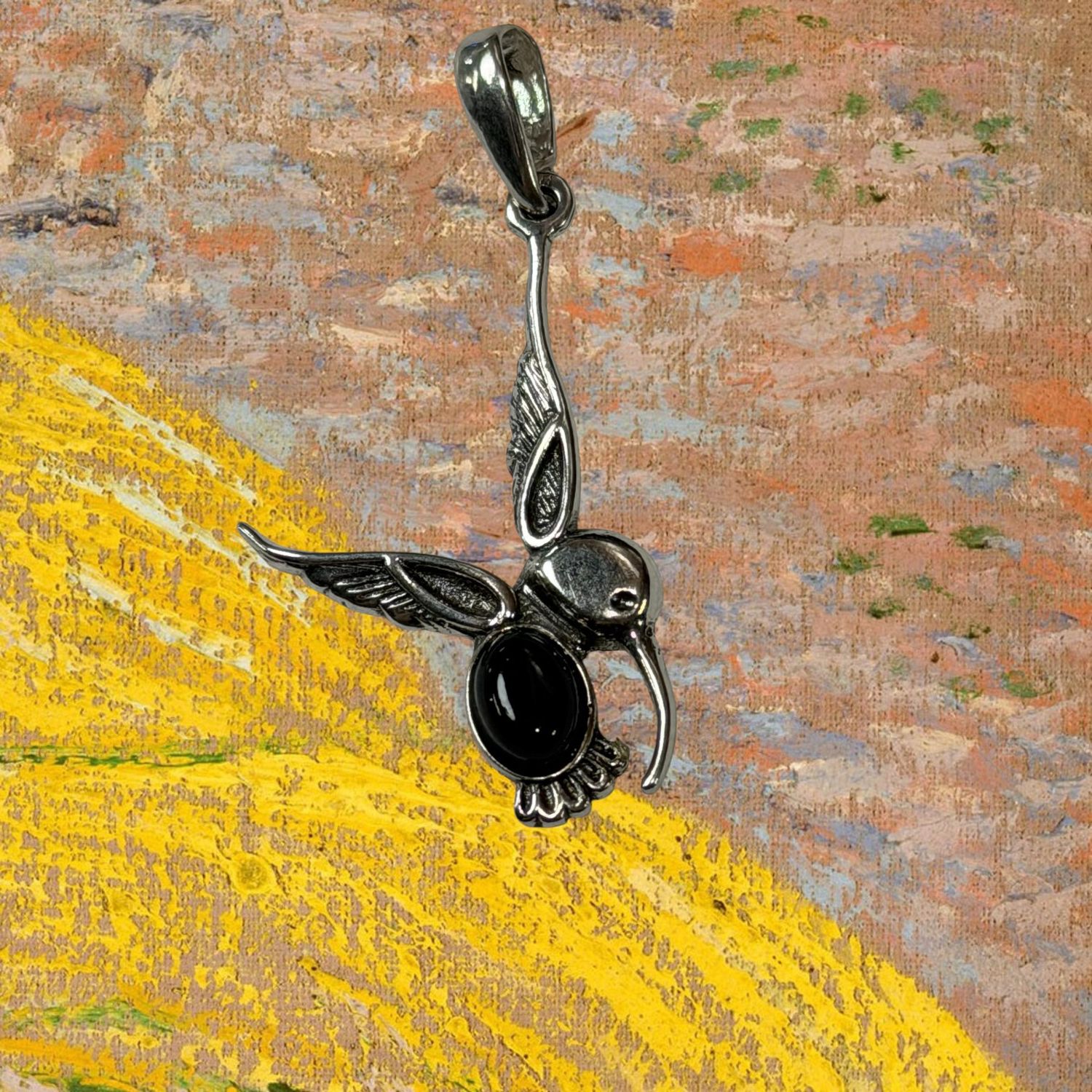 Cherry Amber Hummingbird Pendant