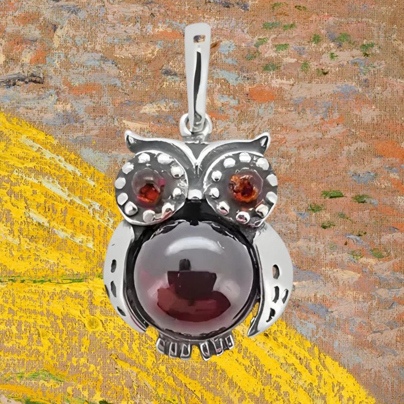 Cherry Amber Owl Pendant