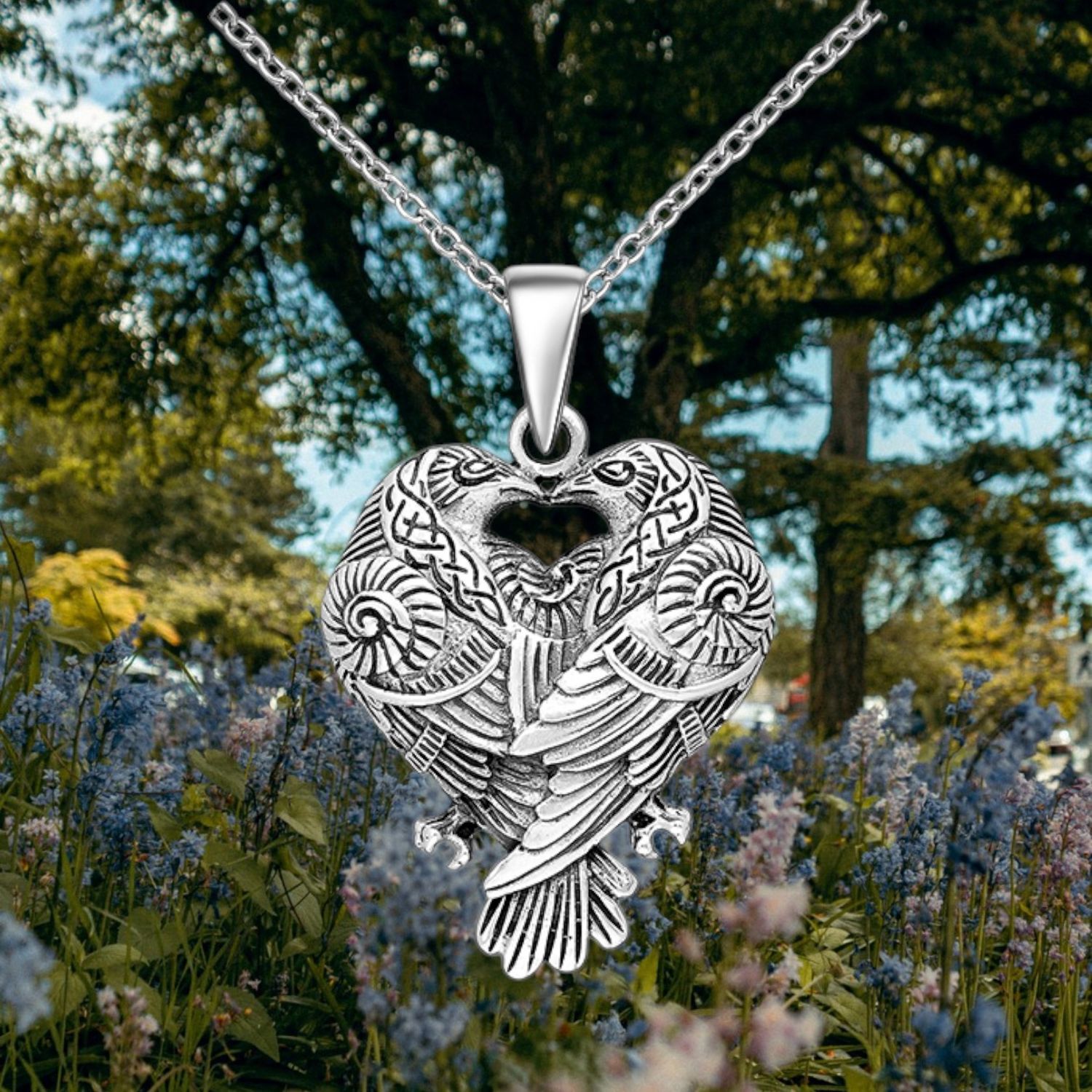 Raven Heart Sterling Pendant