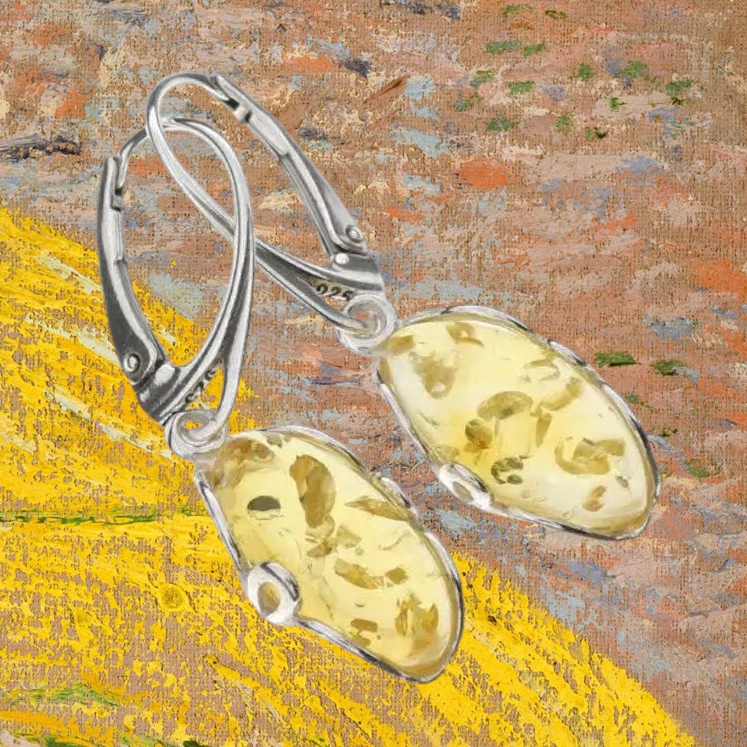 Citrine Amber Lever Back Earrings