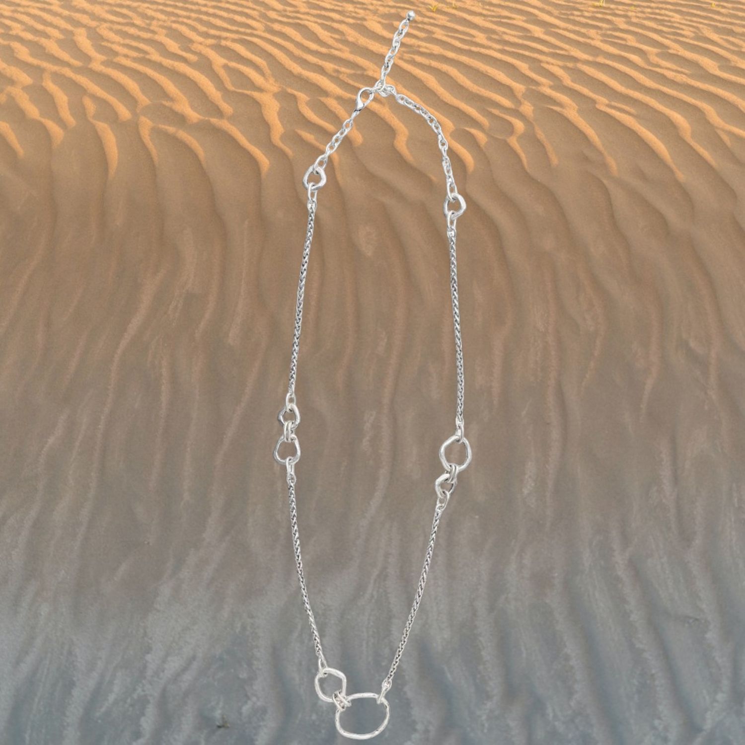 Organic Ovals and Chain Pewter Necklace