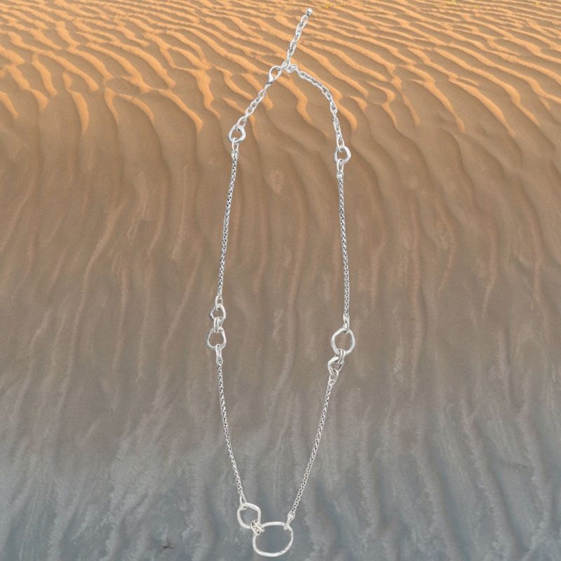 Organic Ovals and Chain Pewter Necklace